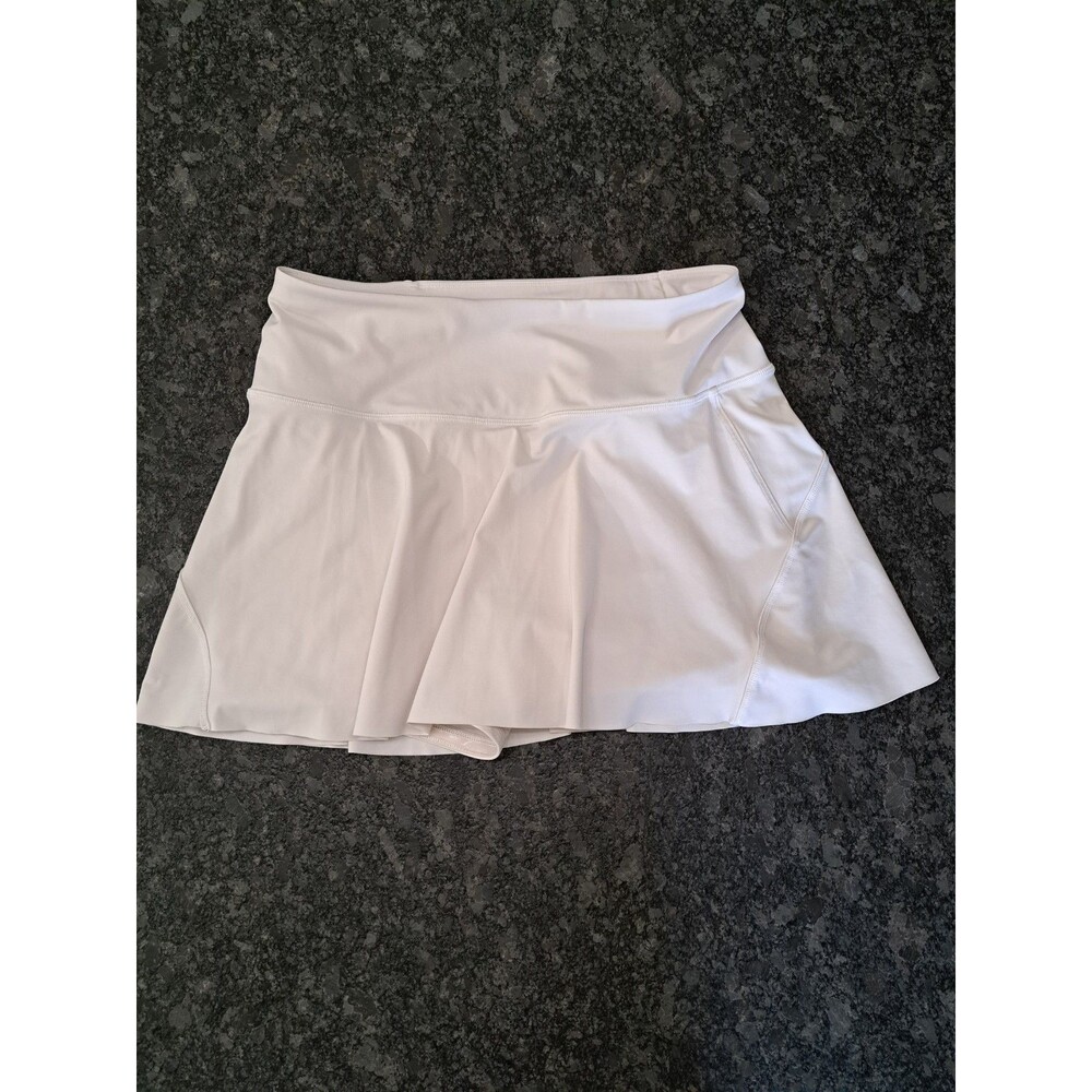 Athleta Ace Tennis Skort 13.5" White Pleated Athletic Skirt w/ Shorts M Sporty
